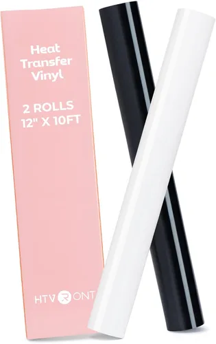 Miniatura 24 de HTVRONT Rollo de vinilo HTV negro de 12 pulgadas x 10 pies, vinilo negro para planchar para todas las máquinas de corte, rollos de vinilo