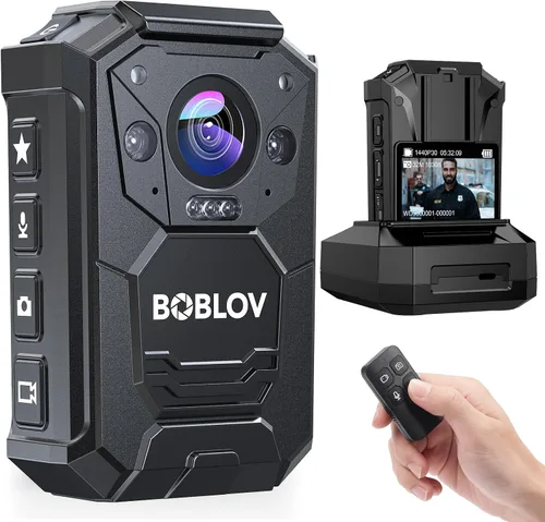 Miniatura 11 de BOBLOV Cámara corporal KJ23Pro 2K, cámara corporal de 256 GB con visión nocturna, batería de 4000 mAh para 15 horas de grabación continua