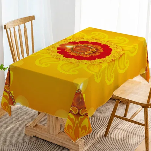 Hafangry Diwali - Mantel indio Diwali para el hogar, festival de luces, decoración de fiesta, cocina, comedor (60 x 84 pulgadas)