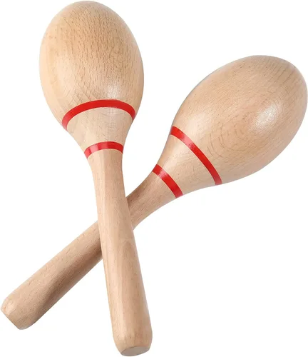 Miniatura 8 de 2 piezas de maracas de madera para niños y adultos, instrumento musical de maracas de madera Verde