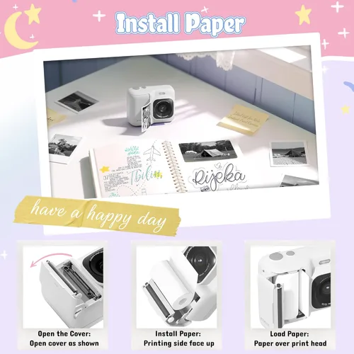 Miniatura 6 de Cámara para niños, cámara de impresión digital instantánea de 1080P para niños, regalos de Navidad y cumpleaños para niñas y niños de 4, 5, 6, 7, 8