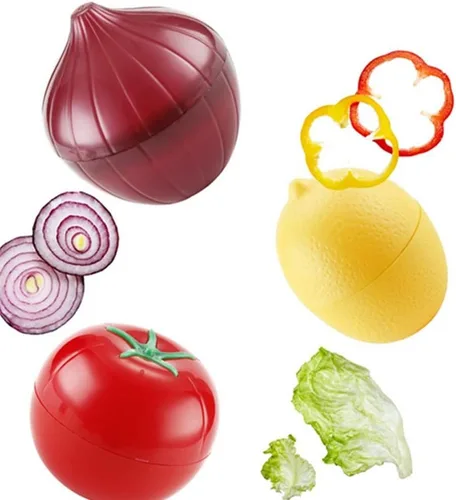 Miniatura 5 de OUKEYI Recipientes de almacenamiento de cebolla, tomate, limón, pimiento verde, 4 unidades de verduras y frutas para refrigerador, caja reutilizable