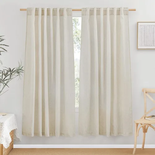 Miniatura 66 de NICETOWN Cortinas de lino grueso para dormitorio, privacidad añadida, bolsillo para barra y pestaña trasera, no se transparentan, mezcla de lino