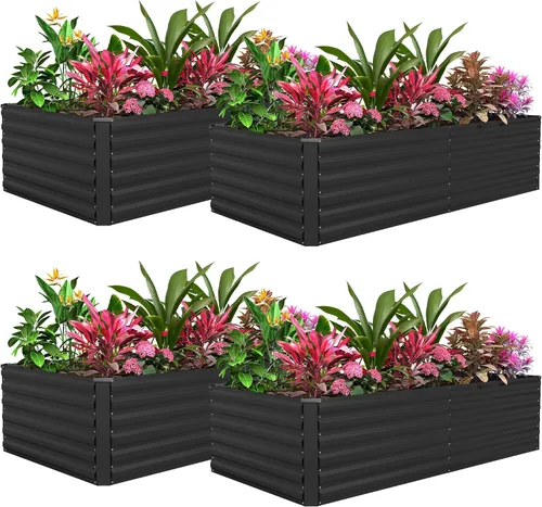 Miniatura 23 de Cama de jardín elevada con enrejado de arco para plantas trepadoras, cama de jardín elevada galvanizada, jardineras al aire libre para verduras