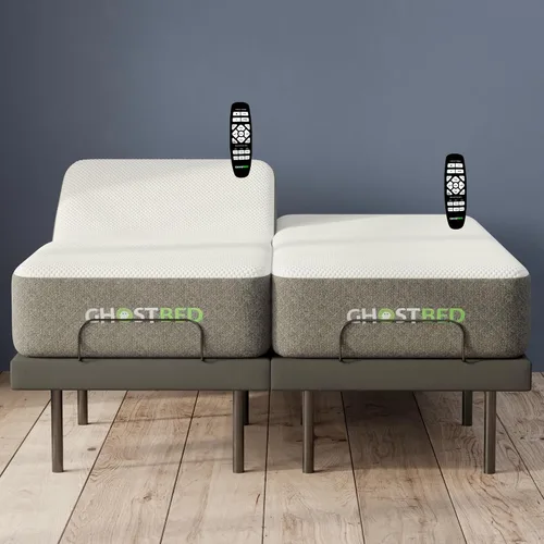 Miniatura 15 de GhostBed Base de cama ajustable y base de alimentación con control remoto inalámbrico, ajustes de gravedad cero y masaje, puertos USB, tamaño King