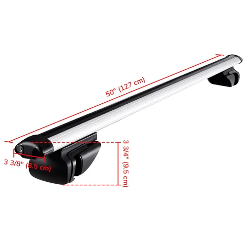 Miniatura 5 de Yescom Portaequipajes universales de aluminio de 50 pulgadas, barra de riel transversal de carga para equipaje, abrazadera ajustable para SUV