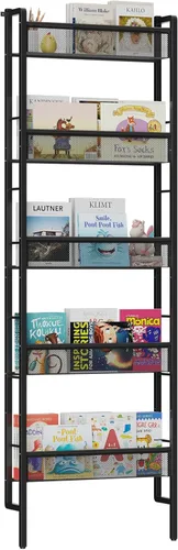 B8 Kids Bookshelf Wall Mounted, 5-Tier Wall Bookshelf for Kids, Children's Bookcases Organizer for Toys and Books, Metal Toddler Book Shelves for