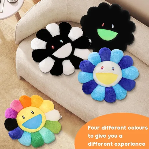 Miniatura 8 de Almohada de flores, almohada en forma de flor, cojines de piso de cara sonriente, lindas almohadas de felpa de girasol, almohadas decorativas
