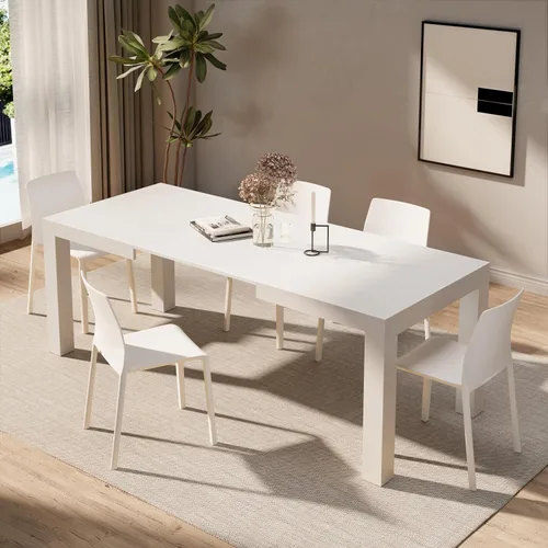 Mobili Fiver, Iacopo Mesa de comedor extensible, color blanco Ashwood, fabricada en Italia