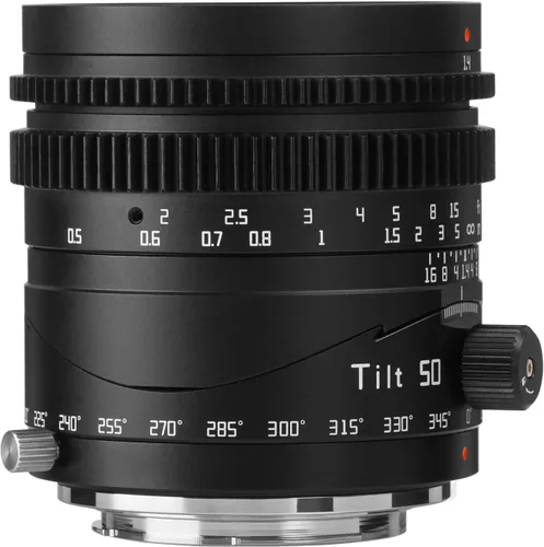 TTArtisan Lente manual de inclinación F1.4 de 1.969 in de gran apertura de marco completo de inclinación vertical compatible con cámaras sin espejo