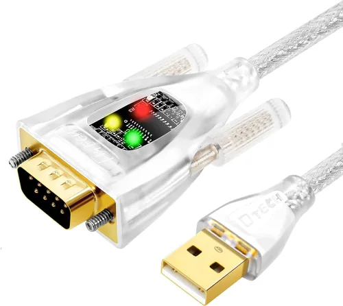 DTECH Adaptador USB a serie con chip FTDI de 9 pines RS232 a cable USB DB9 RS-232 Data LED Light Detect FT231 chipset compatible con Windows 11 10 8