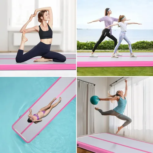 Miniatura 6 de Colchoneta inflable de gimnasia de 10, 13, 16, 20 pies, con bomba de aire eléctrica, de 4 pulgadas, para uso doméstico, entrenamiento, yoga, aire