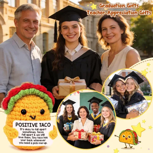 Miniatura 5 de Taco de croché positivo, regalo de cumpleaños para mujeres y hombres, relleno de botas navideñas, decoración festiva para hijo, mamá, papá, hermana