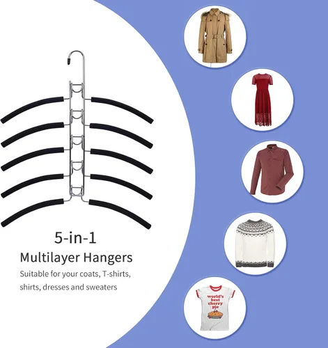 Miniatura 4 de Nature Smile Perchas de ropa para suéter sin hombros, múltiples capas que ahorran espacio para camisetas y blusas
