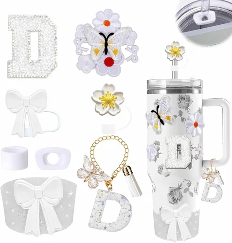 Miniatura 39 de 15 piezas de set de accesorios para vaso Stanley Cup 30oz 40oz con asa, incluye cubierta de pajita de silicona y bota, encanto de asa, encantos