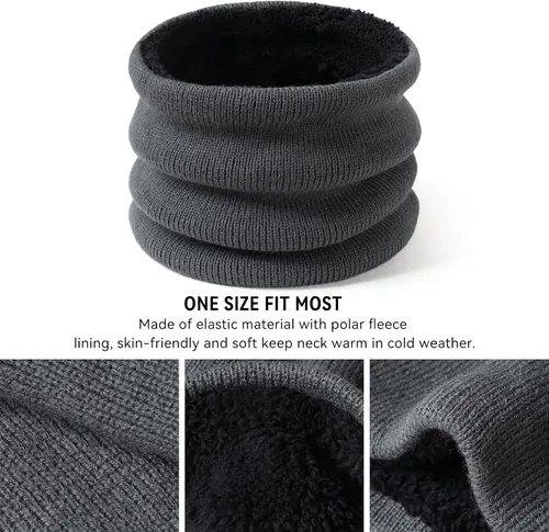 Miniatura 29 de OZERO Juego de 3 piezas de gorro de invierno y bufanda para mujeres y hombres: guantes para pantalla táctil, gorro de punto, calentador de cuello