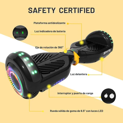 Miniatura 5 de SIMATE Hoverboard - Aeropatineta Bluetooth todo terreno con luces LED y control de aplicación, regalos para niños, adultos, niñas, niños, para todas