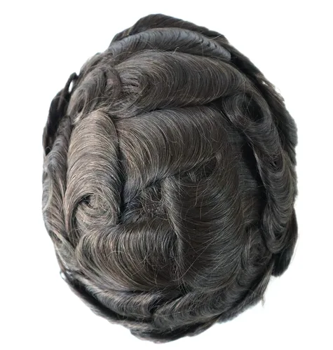 Miniatura 2 de HAIR NATURE Cabello humano Toupee para hombre, sistemas de reemplazo de cabello para hombres, 0.005 in polivinílico anudado festoneado frontal #3