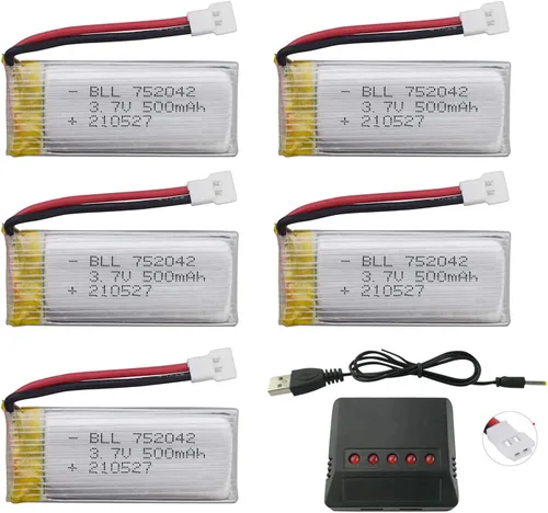 5 unidades 3.7 V 500 mAh batería y cargador 5 en 1 para JJRC H31 H37 H6D Hubsan X4 H107C H107D H107L H107P H108 JXD392 JXD388 JXD385 UDI U816A SYMA