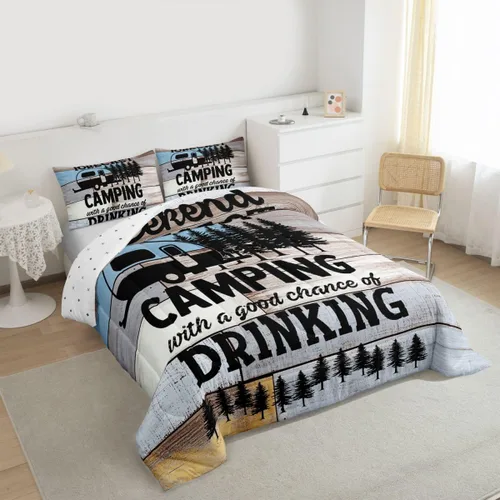 Miniatura 6 de Divertido juego de ropa de cama de decoración de cámper, juego de edredón rústico de granja, tamaño Queen para niños, niñas y adolescentes, relleno