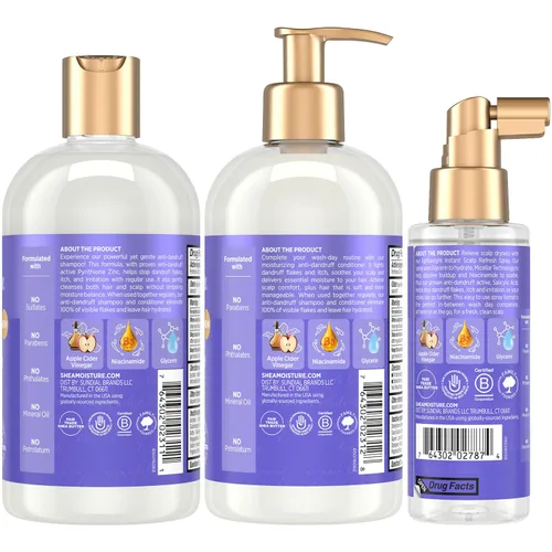 Miniatura 2 de SheaMoisture Champú y acondicionador anticaspa + spray instantáneo para renovar el cuero cabelludo con niacinamida, manteca de karité, ácido