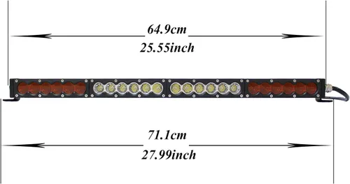 Miniatura 2 de Barra de luz LED curvada de doble color, 25 pulgadas, 120 W, color blanco, ámbar y amarillo, combo de inundación de trabajo, buceo, conducción