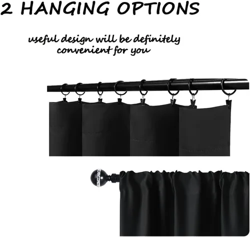 Miniatura 4 de Cortinas de cocina negras Ladity - 2 paneles de cortinas cortas opacas, 36 pulgadas, privacidad, niveles de café, cortinas de granja para ventana