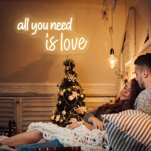 Miniatura 5 de Letrero de neón con texto en inglés «All You Need Is Love» de neón para boda, alimentado por USB, tres luces ajustables «All You Need Is Love»