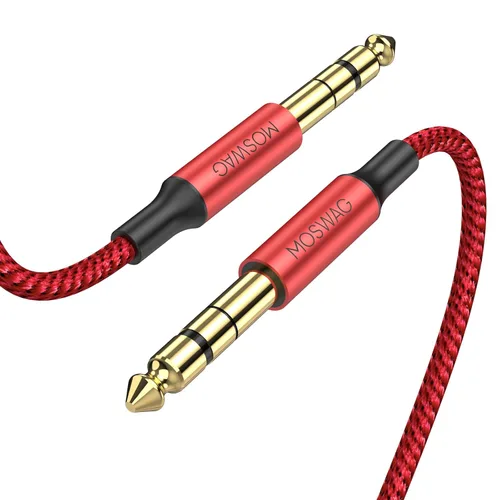 Miniatura 10 de MOSWAG Cable de audio TRS 1M, interconexión equilibrada de 1/4" a 1/4", trenza de nailon, compatible con guitarra eléctrica, bajo, mezcla
