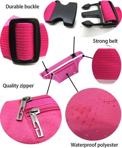 Miniatura 82 de Bolsa de cintura ultrafino con ranuras c/visualización para tarjeta de crédito, para deportes, aire libre, correr, caminar, viajes.