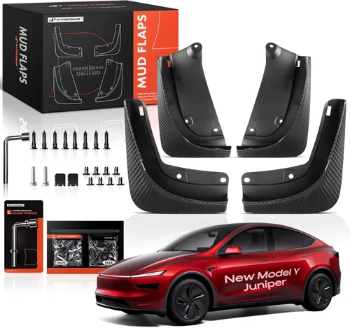 Miniatura 9 de A-Premium Juego de 4 unidades de guardabarros con accesorios de hardware compatibles con Tesla Model S 2012-2016, sedán, color negro mate, delantero