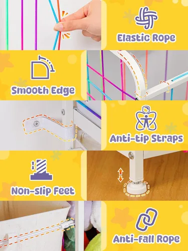 Miniatura 6 de VBABY Estantería para niños y almacenamiento de juguetes, estante grande 3 en 1 para habitaciones de niños, zoológico de animales de peluche