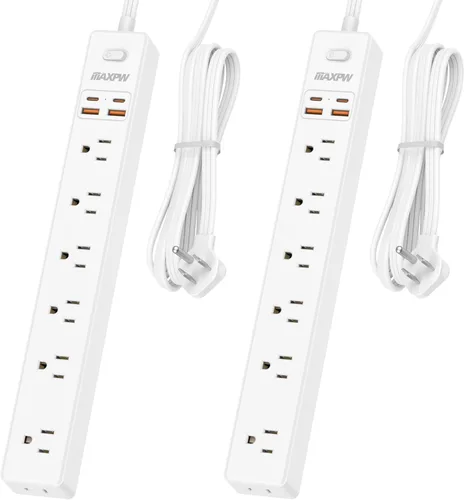Miniatura 14 de Regleta protectora contra sobretensiones de 10 pies, 7 tomacorrientes, 4 puertos USB (2 USB C), cable de extensión plano ultrafino y enchufe plano
