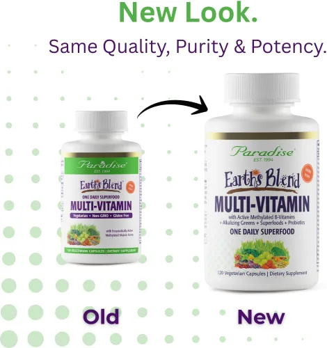 Miniatura 4 de Paradise Herbs Earth's Blend Once Daily Multivitamínico con hierro, 48 superalimentos orgánicos, probióticos, antioxidantes, vitaminas A, B12, C, D