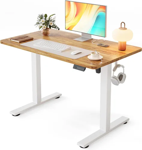 Miniatura 11 de Cubiker Escritorio de Pie de 40 x 24 Pulgadas, Mesa Eléctrica de Oficina en Casa de Altura Ajustable, Escritorio Sit-Stand con Tablero de Empalme
