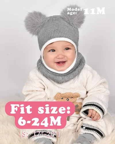 Miniatura 3 de Camptrace Conjunto de bufanda y gorro de invierno para bebés y niños con forro polar y capucha
