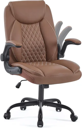 Miniatura 10 de YFO Silla de oficina de cuero, silla ergonómica de escritorio de oficina en casa, silla de oficina ejecutiva giratoria con soporte trasero con Gris