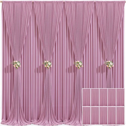 Miniatura 104 de Cortina de fondo beige de 10x10 para bodas y fiestas, cortina de fondo beige sin arrugas para fotos, cortinas de fondo para decoración de baby Gris