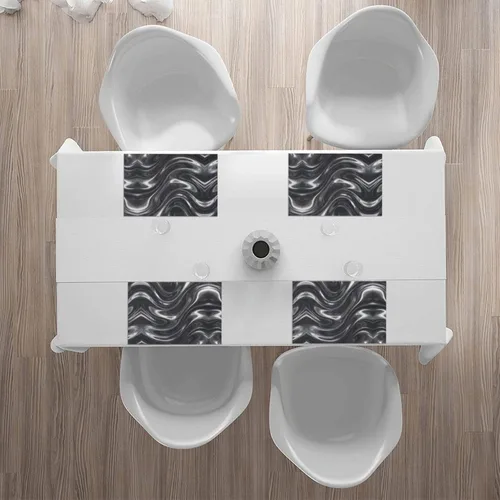 Miniatura 6 de Rectangular Placemats Set of 4, Heat Resistant Liquid Metal Printed Kitchen Dining Table Mats