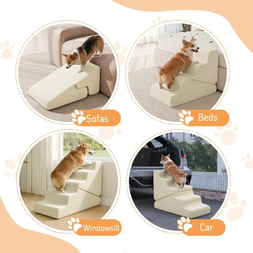 Miniatura 5 de Rampa para perros para cama, escaleras para perros de 16.5 pulgadas de alto para cama alta, escalones para mascotas 2 en 1 para perros pequeños