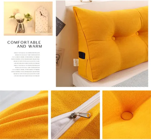 Miniatura 2 de Almohada triangular para cabecero, cojín triangular de color sólido, almohada de cuña de soporte de posicionamiento grande para sofá cama con funda