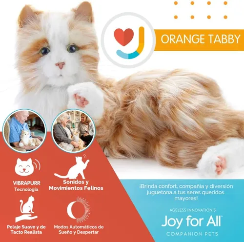 Miniatura 5 de JOY FOR ALL Mascota de compañía para personas mayores – Gato animatrónico realista – Piel suave al tacto realista y ronroneo – Animal de peluche