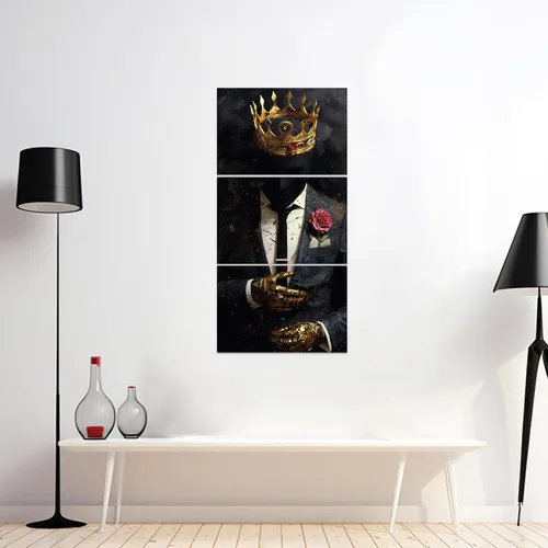Miniatura 4 de ZXHYWYM Arte de pared afroamericano de 3 piezas, imágenes de mujeres negras, pinturas de corona dorada, lienzo motivacional para sala de estar