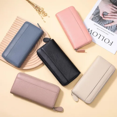 Miniatura 9 de RFID Blocking Womens Zipper Wallet Leather Large Capacity Billfold Clutch Zip Around Wallets for Women
