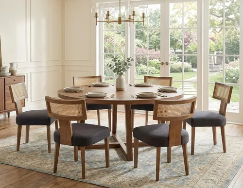 Miniatura 20 de RIVOVA Juego de 4 sillas de comedor modernas de mediados de siglo, tapizadas de piel sintética, sillas Parson modernas sin brazos de cocina, sillas