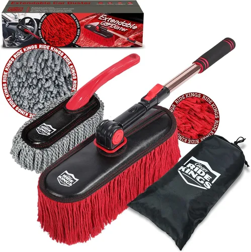 Miniatura 11 de Plumero para exteriores sin arañazos, cepillo para polvo de coche con mango telescópico extensible para quitar el polvo y el polen, plumero