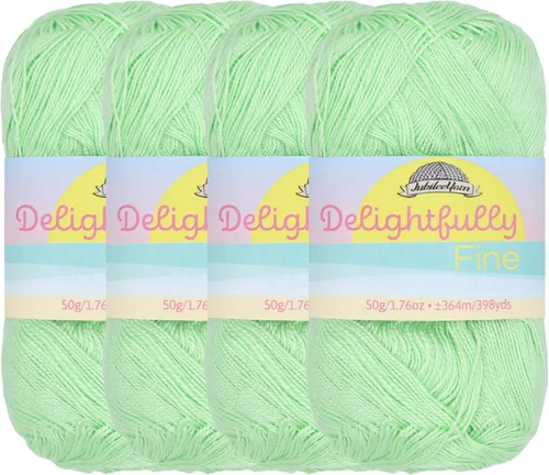 Miniatura 25 de JubileeYarn - Ovillo de hilo deliciosamente fino, 1.76 oz/madeja de rayón de bambú, color rosa polvo, 4 madejas