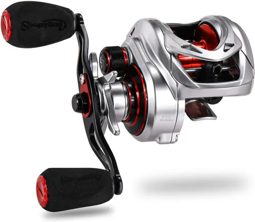 Miniatura 10 de Sougayilang Carrete de baitcasting – Marco de grafito ligero – 9 + 1 rodamientos de bolas anti-reversa, carrete de pesca de alta velocidad 8.0:1