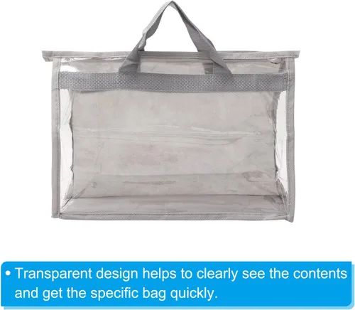 Miniatura 3 de PATIKIL Bolsas de polvo para bolso, organizador de almacenamiento transparente para bolso, tamaño S, PVC, a prueba de polvo, protector transparente