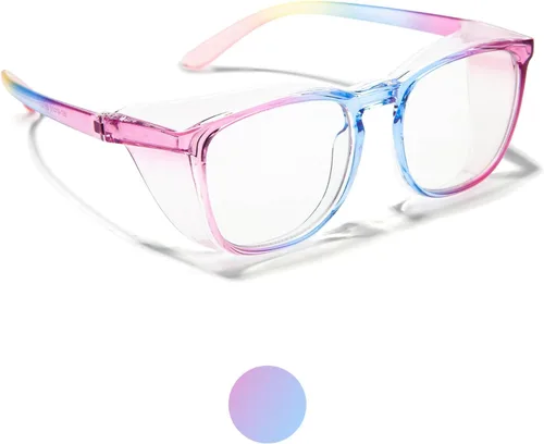 LianSan - Gafas de seguridad antivaho de gran tamaño para enfermeras, gafas certificadas Z87.1 para mujeres, protección UV cuadrada Arcoíris
